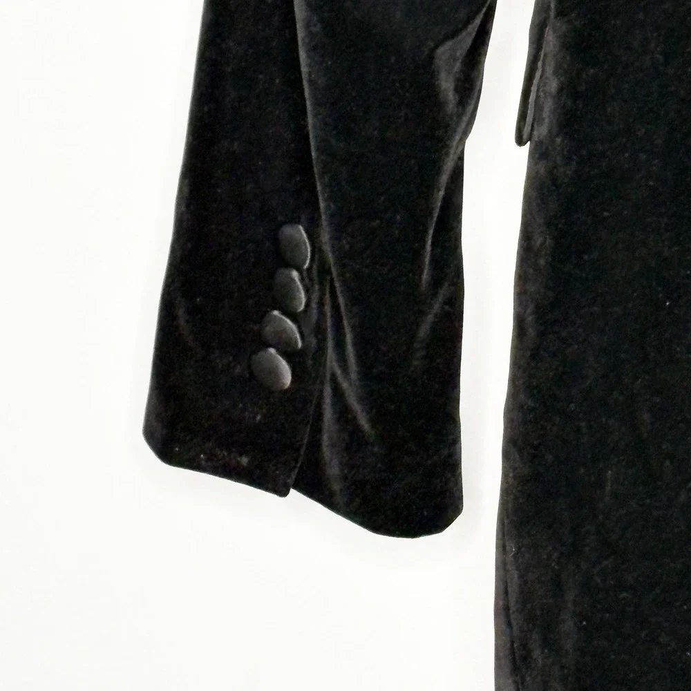 Kudoro Mens Black Velvet Tuxedo Jacket Satin Peak Lapel Formal Blazer Small
